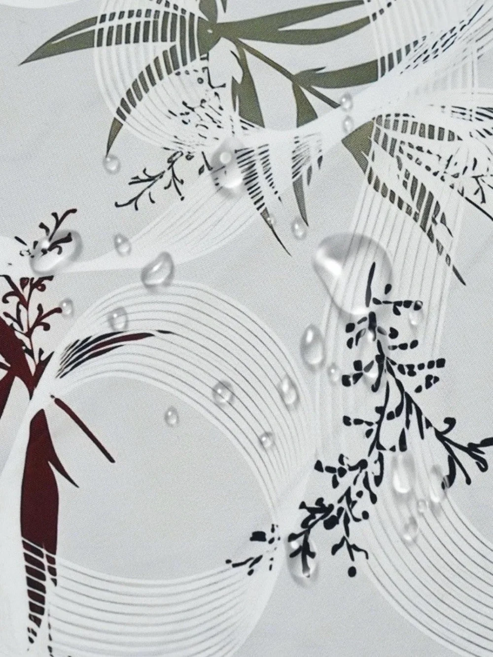 Floral Printed Vinyl Tablecloth - White with Multicolor Leaf Accents